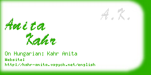 anita kahr business card